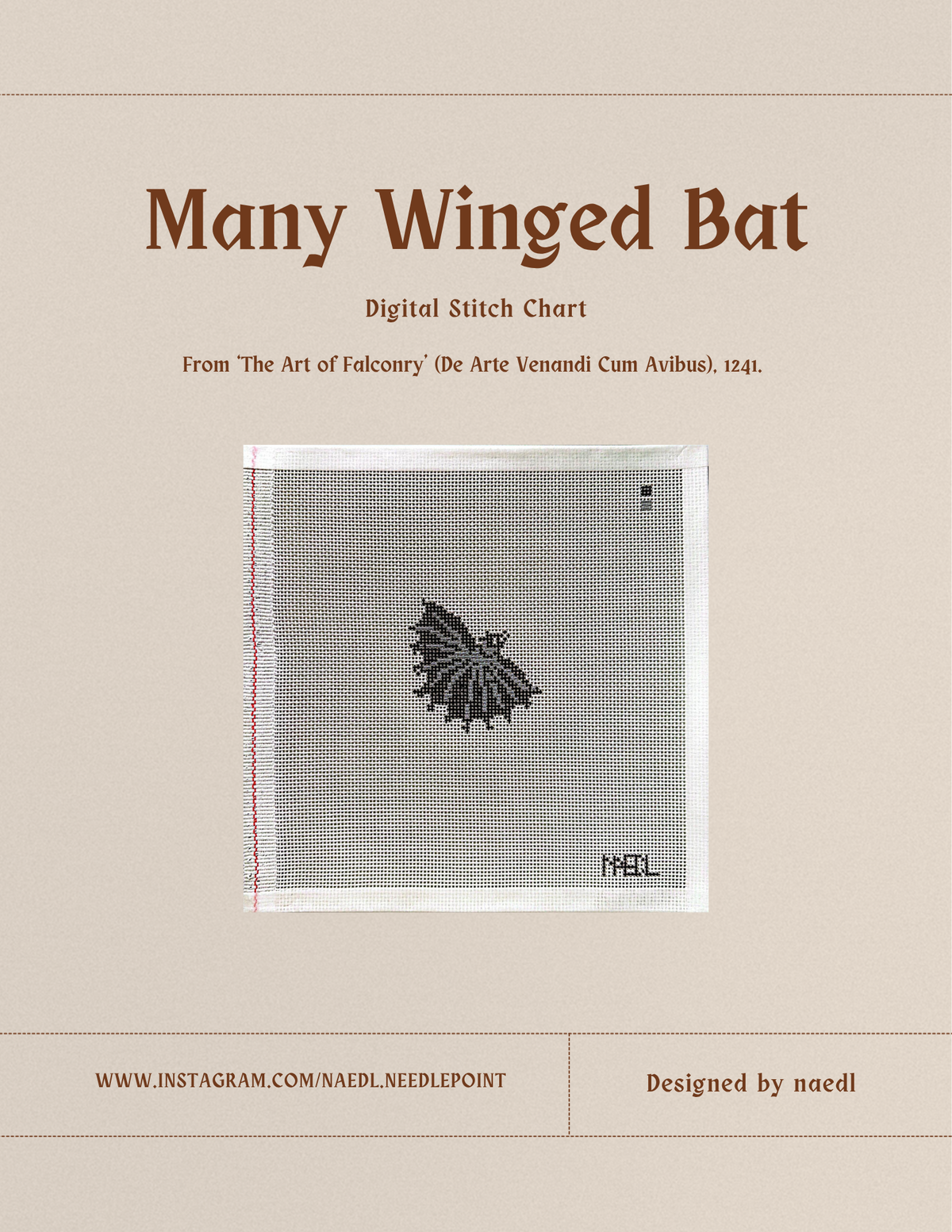 Many Winged Bat - Medieval Marginalia Stitch Chart