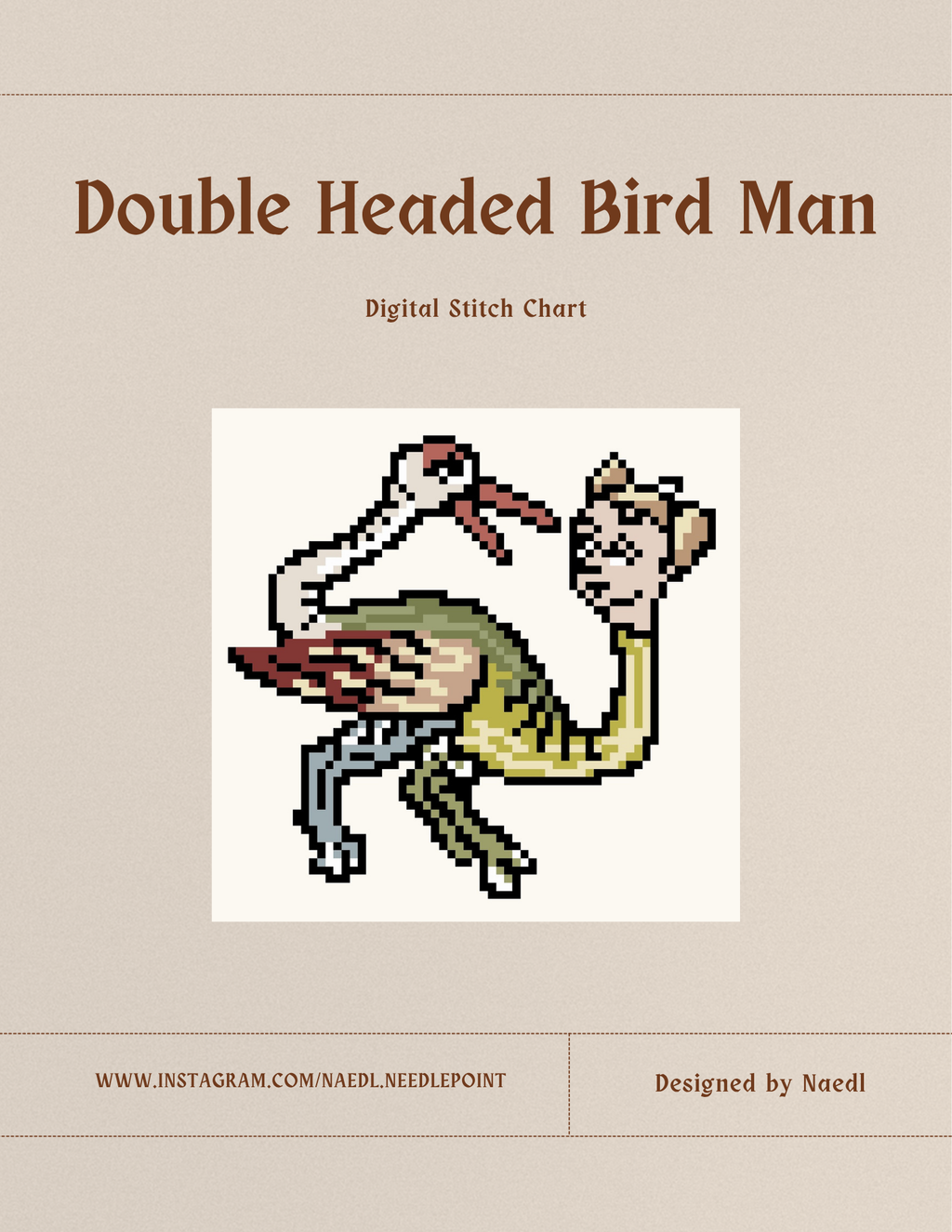 Double-Headed Bird Man - Stitch Chart